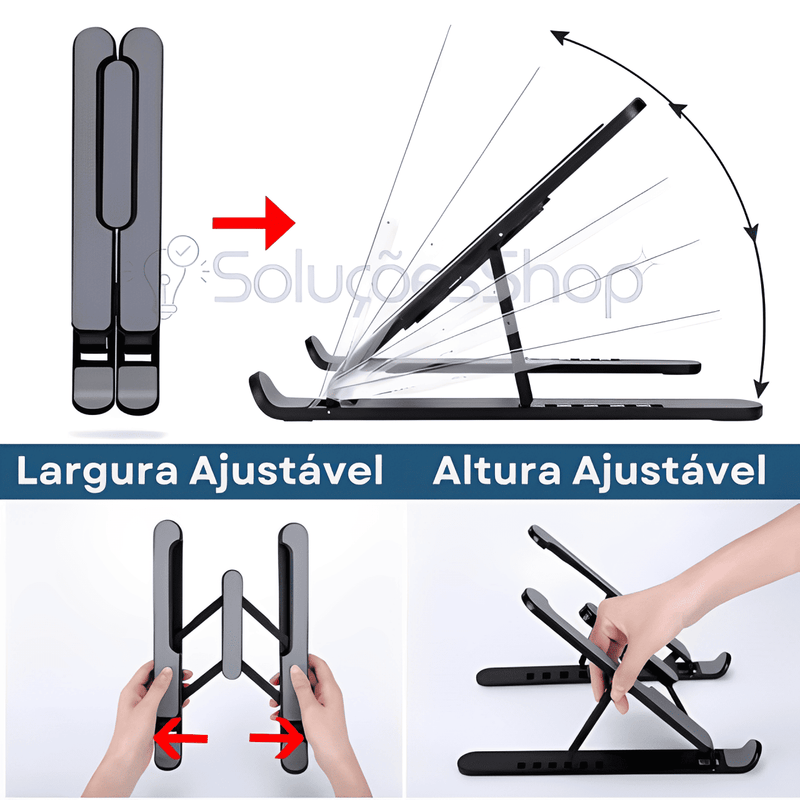 PostureMate Pro - Suporte Ajustável, Universal, Retrátil e Portátil